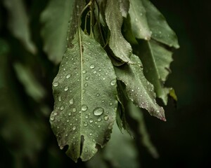 water drops on a leaf
