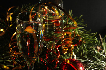 Two glasses with champagne in New Year Eve	