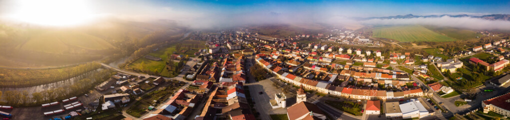 Aerial panoramic view of the of Podolinec in Slovakia