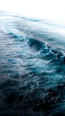 Huge ocean wave during storm. Sea water background in rough conditions. Pacific ocean waves in frenh polynesia.