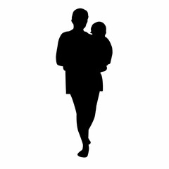 mother and baby , silhouette vector