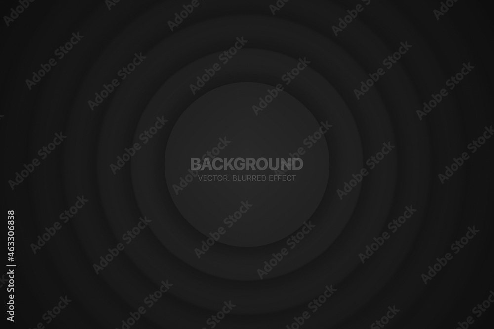 Aufkleber 3d vector circles minimalist black abstract background with blurred effect. circular composition dar