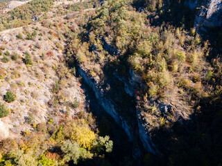 Aerial view of Nishava river gorge, Balkan Mountains, Bulgaria
