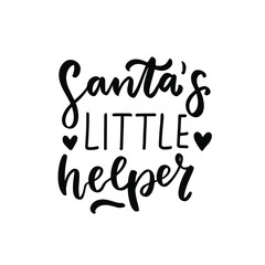Fototapeta na wymiar Santa's little helper. Baby t-shirt design element. Hand lettering quote. Nursery poster design