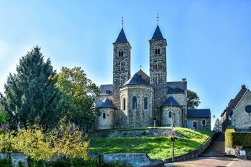 Fototapeta na wymiar Basiliek Sint Odiliënberg. The Basilica of St. Odilienberg is located on the meandering river Roer. Odilienberg, Netherlands, Holland, Europe