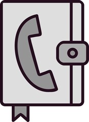 Contact Book Filled Linear Vector Icon Design