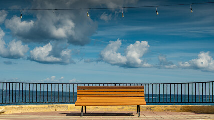 bench on the promenade in Malta, Sliema - obrazy, fototapety, plakaty