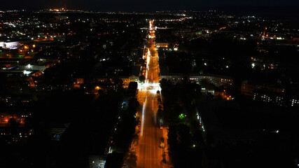 Aerial, Main street, City, Night, Excerpt, Roads, Top