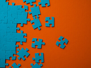 A set of puzzles, the process of collecting in a large pattern. Teamwork and problem solving,...