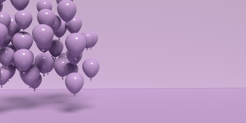 Floating balloons on a colored background - 3D render