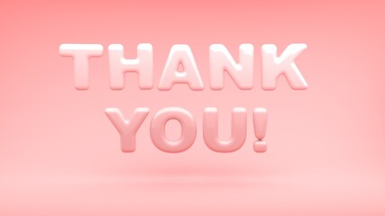 Thank you message with shiny text - 3D render illustration