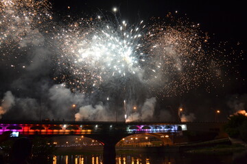 
observing end of the year celebration in carlos paz with fireworks