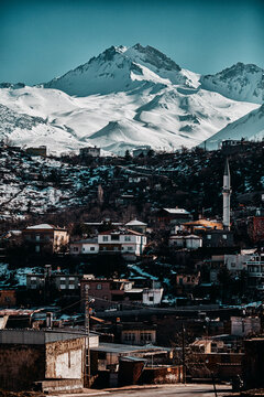 mountain village in the winter