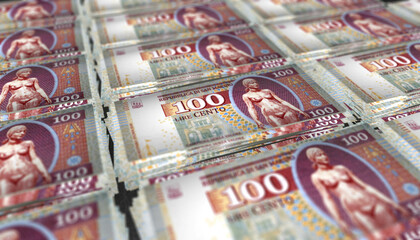 3D Bunch of 100 San Marino Lire Money Banknote