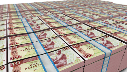 3D Large Stack of Andorra 10 Pessetes Banknote