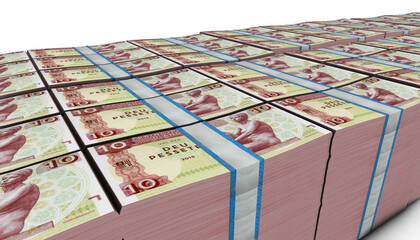 3D Pile of 10 Andorra Pessetes Money banknote