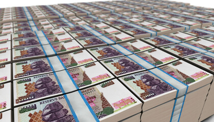 3D Large Stack of Zimbabwe 500 Dollars Banknote