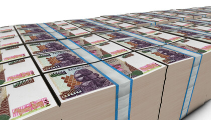3D Pile of 500 Dollars Zimbabwe Money banknote