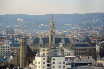 Fototapeta na wymiar A view of the Austrian capital Vienna from above