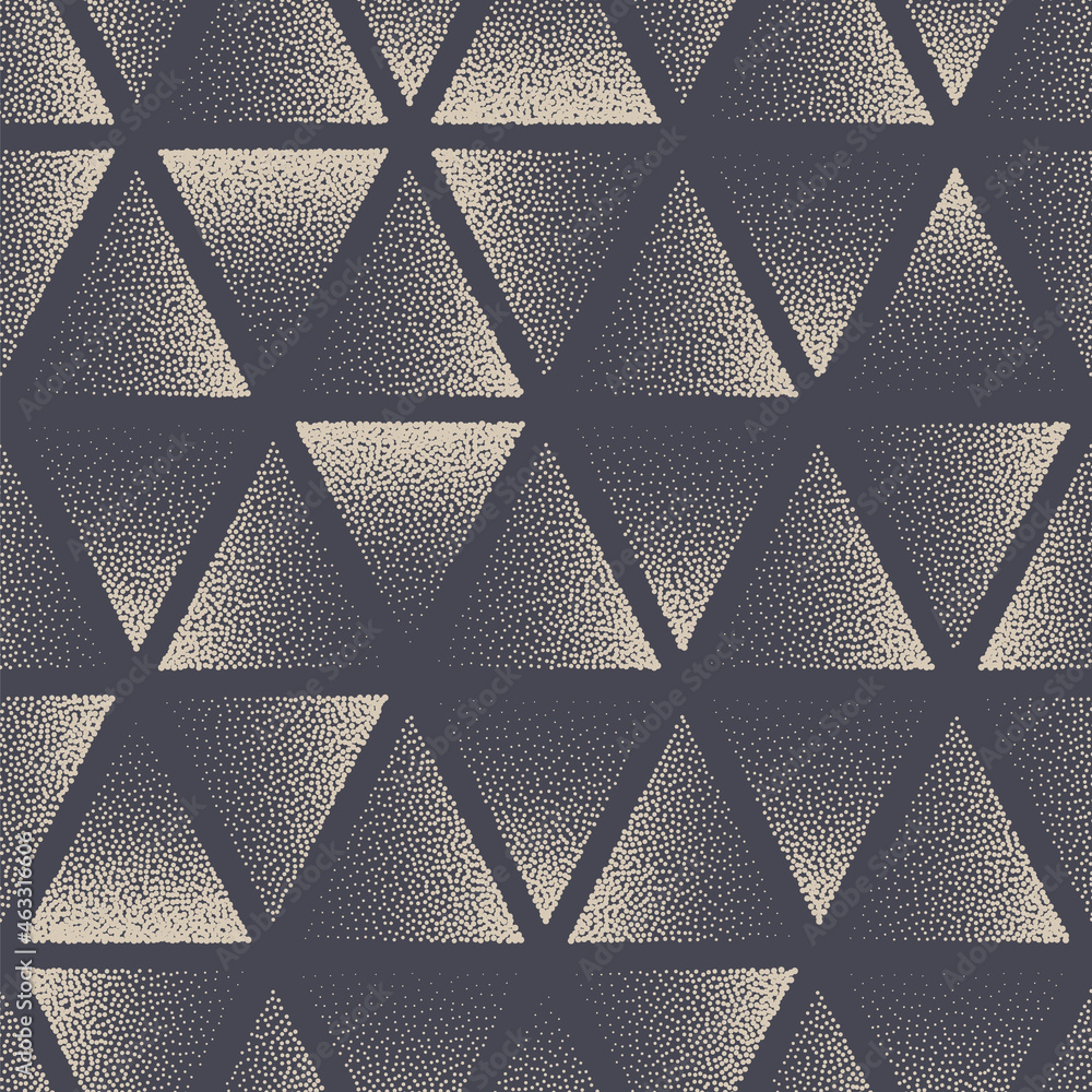 Poster triangle stippled seamless pattern geometric vector abstract background. hand drawn tileable aesthet