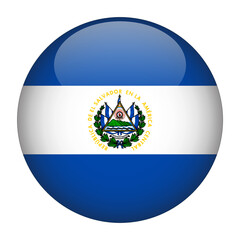 El Salvador  3D Rounded Country Flag button Icon