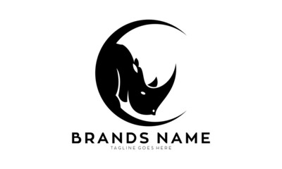 Two horned rhino head vector logo © nura
