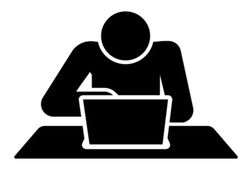 パソコン操作する人　仕事中　ピクトグラム