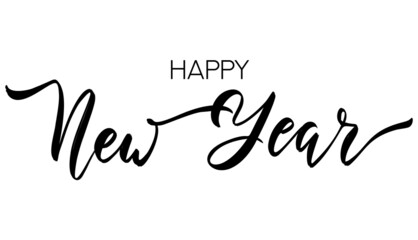 Happy New Year lettering hand drawn design element. Happy Holidays hand written greeting card. Calligraphic greetings template.