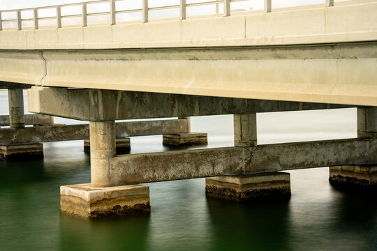 Smooth water under a bridge