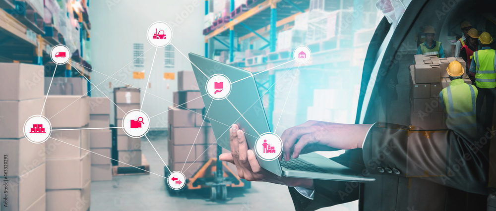 Poster smart warehouse management system with innovative internet of things technology to identify package 