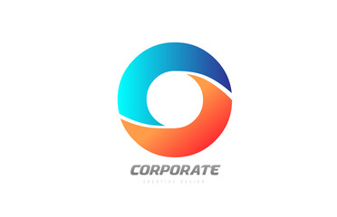 blue orange letter O alphabet logo design icon for company