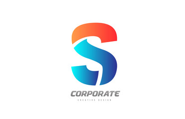 blue orange letter S alphabet logo design icon for company