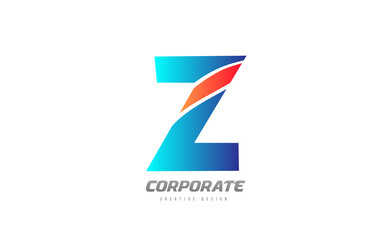 blue orange letter Z alphabet logo design icon for company