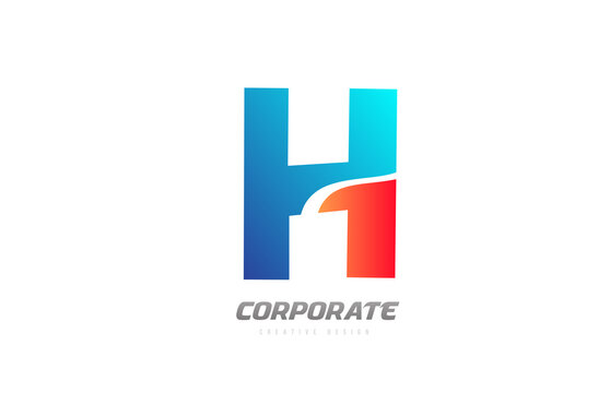 blue orange letter H alphabet logo design icon for company