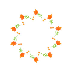 きれいなオレンジ色の花のリース　6