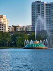 Views of Lake Eola Park in the heart of the city beautiful Orlando, Florida