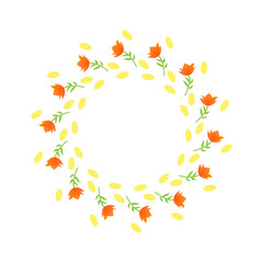 きれいなオレンジ色の花のリース　3