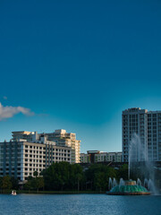 Views of Lake Eola Park in the heart of the city beautiful Orlando, Florida