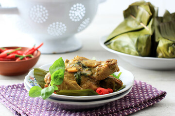 Pepes Ayam (Pais Hayam) is Indonesian Steamed Curry Chicken with Traditional Recipe