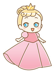 かわいいお姫様　ピンク　左向き