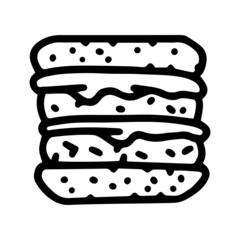 double burger line vector doodle simple icon