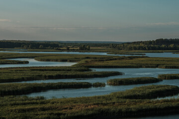 Sunset view of the water from the island of Sviyazhsk