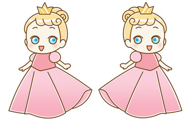かわいいお姫様　右向き左向き　セット　ピンク