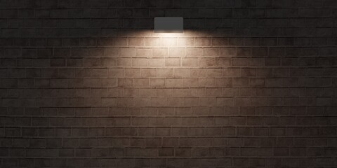 brick wall and lantern Light on the surface of a blank cement wall old floor 3d illustration