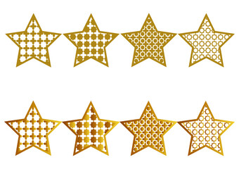 golden gradient colored star illustration set with the theme of the month of ramadan, with the clipping mask technique