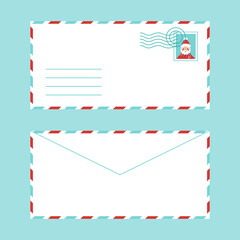 Festive greeting postal envelope with a stamp and place for text