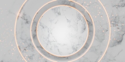 marble circle plinth golden glow Product stand and text frame Luxurious 3D illustration