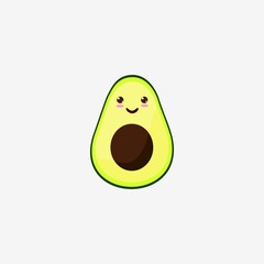 avocado cute smiling character design vector