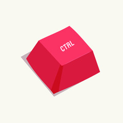 Ctrl red button, keyboard ctrl button illustration.