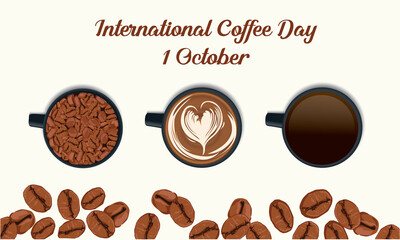 Illustration vector design of international coffee day. 1 october